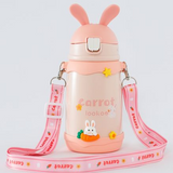 Bunny Design Sipper Water Bottle Peach Pink