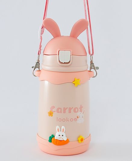 Bunny Design Sipper Water Bottle Peach Pink