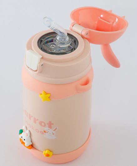 Bunny Design Sipper Water Bottle Peach Pink