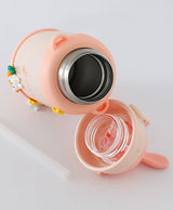 Bunny Design Sipper Water Bottle Peach Pink