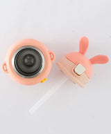 Bunny Design Sipper Water Bottle Peach Pink