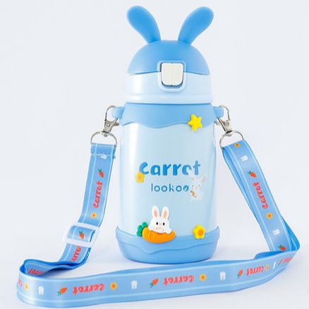 Bunny Design Sipper Water Bottle Blue