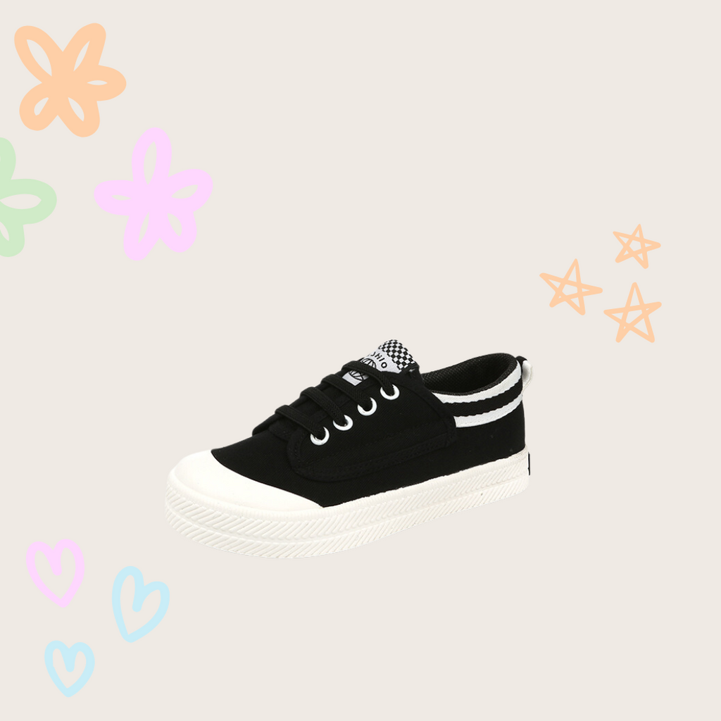 BLACK STRIPED CANVAS SHOES