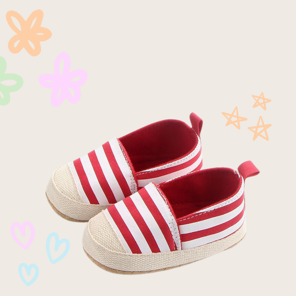 BABY RED STRIPPED LOAFERS