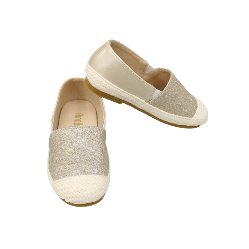 Shimmery Slip On Gold Espadrilles