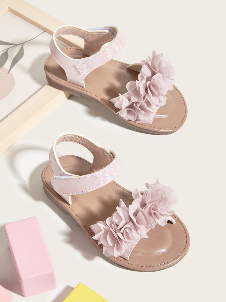 PINK FLOWER APPLIQUE SANDALS