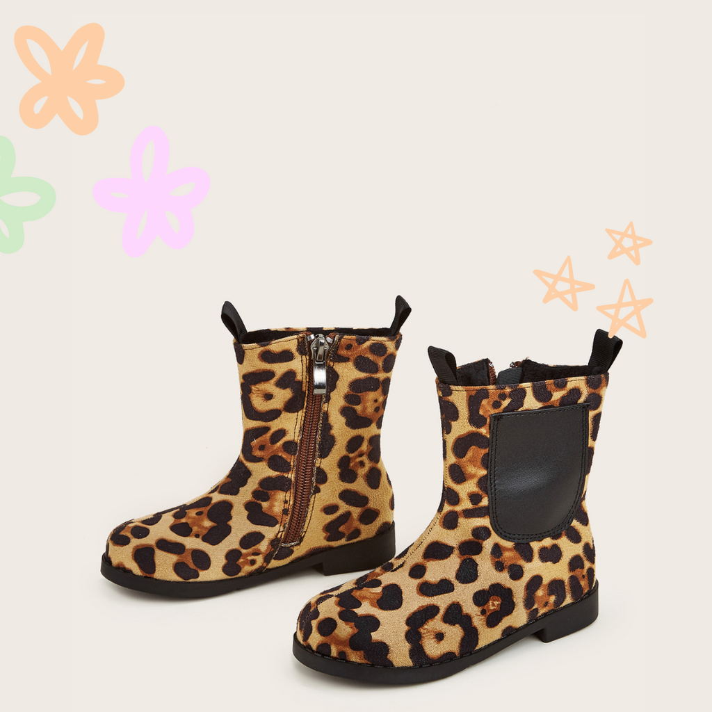 ANIMAL PRINTED SIDE ZIP BOOTS