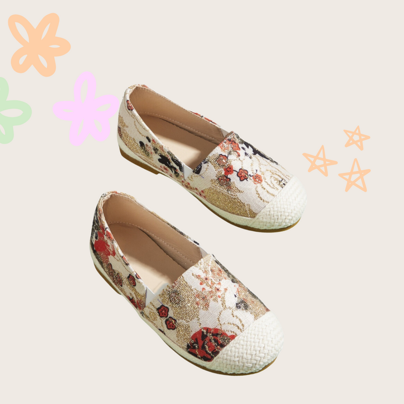 Orange Floral Print Espadrilles