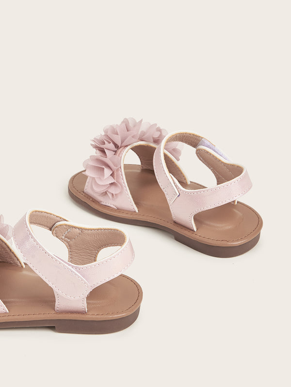 PINK FLOWER APPLIQUE SANDALS