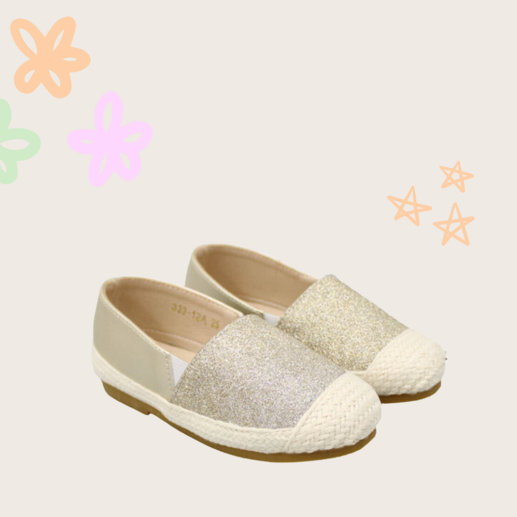 Shimmery Slip On Gold Espadrilles