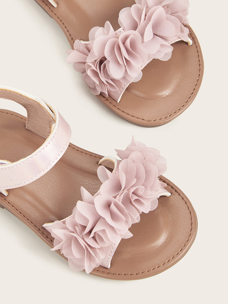 PINK FLOWER APPLIQUE SANDALS