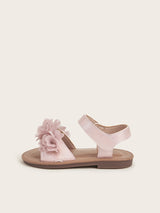 PINK FLOWER APPLIQUE SANDALS