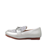 SILVER GLITTER SLIP ON LOAFERS