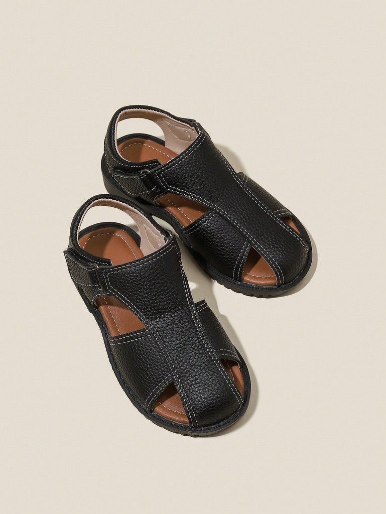 Black Side Cut Strappy Sandals