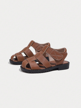 Brown Side Cut Strappy Sandals