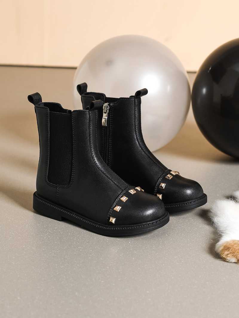 Black Leather Stretch Boots