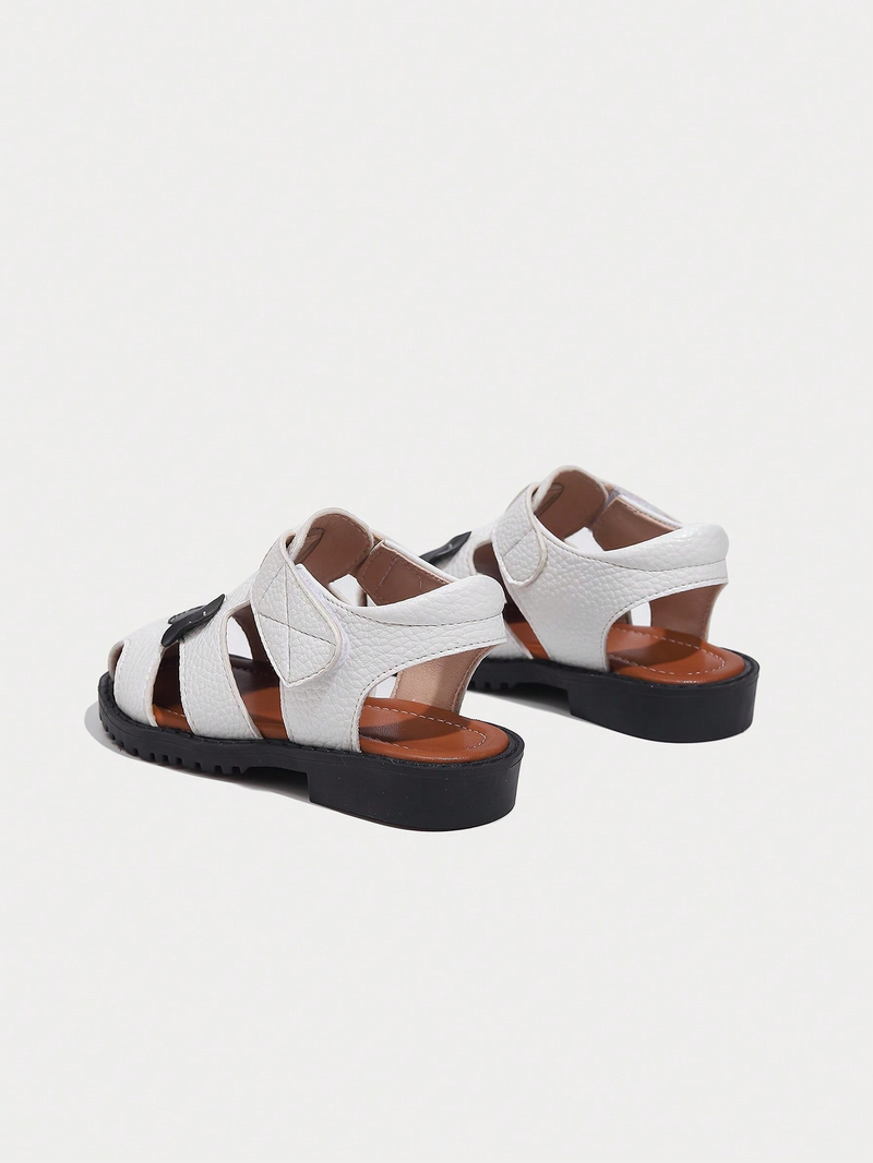 White Side Cut Strappy Sandals