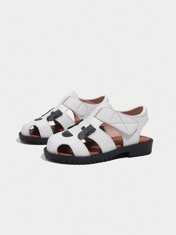 White Side Cut Strappy Sandals