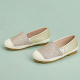 Shimmery Slip On Gold Espadrilles