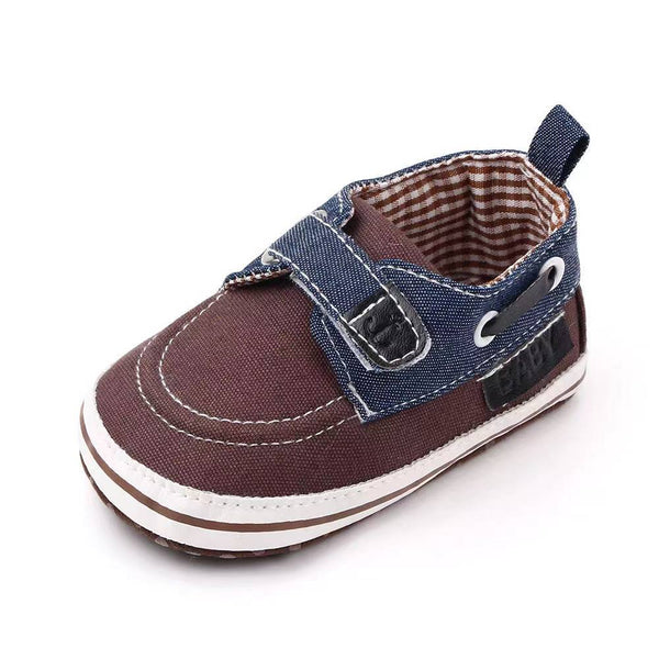 BROWN BLUE VELCRO SHOES