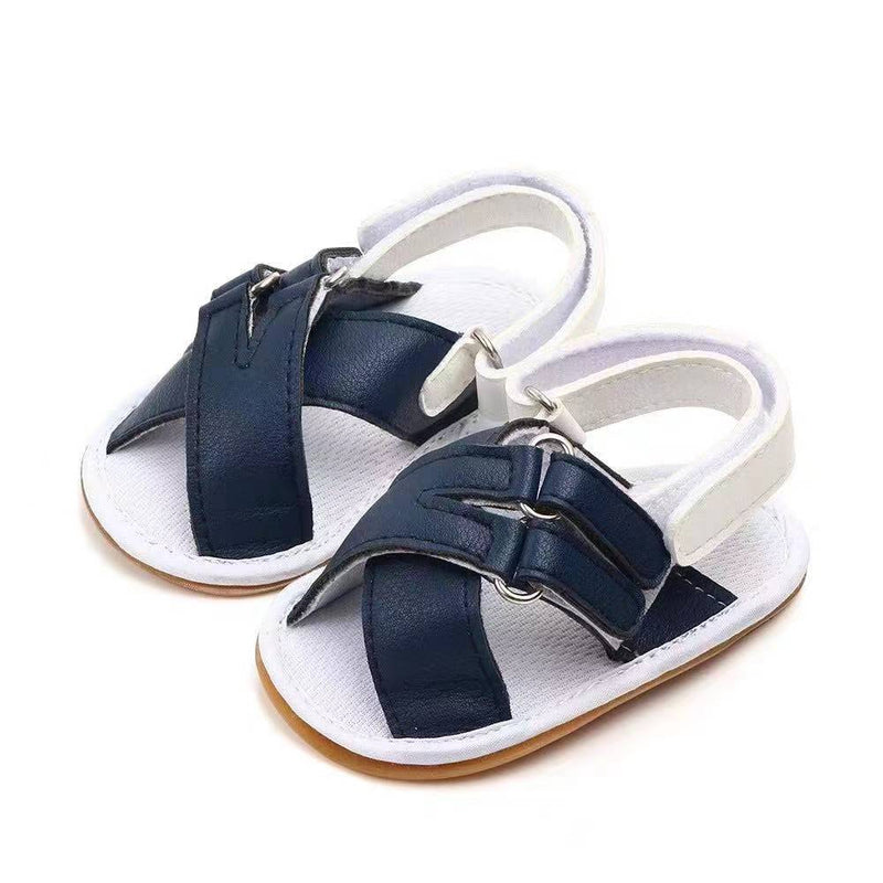 WHITE BLUE DOUBLE VELCRO SANDALS