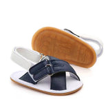 WHITE BLUE DOUBLE VELCRO SANDALS