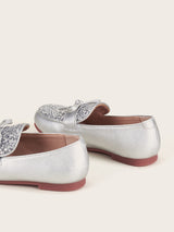 SILVER GLITTER SLIP ON LOAFERS