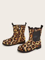 ANIMAL PRINTED SIDE ZIP BOOTS